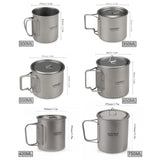 Lixada Cookware Set 300ml/350ml/420ml/550ml/650ml/750ml Ultralight Titanium Cup with Folding Dinner Spork Tableware for Outdoor