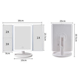 Lighting Vanity Mirror with 38LEDs, 1X 2X 3X Magnification, Contact Control, Portable Cosmetic Lighted Makeup Mirror