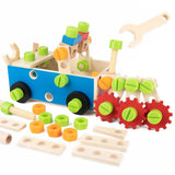 Construction Set Toy-Montessori Wooden Toys Kids Tool Set-Wooden Kids Tool Box Kit Wooden Nut Combination Toys Screw Toys
