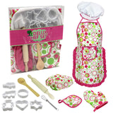 Kids Cooking and Baking Set 18 PCS with Chef Hat Apron Oven Mitt Pan Kitchen Utensils Children Chef Role Playset Educational toy