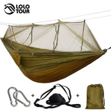 Portable Mosquito Net Hammock Tent Adjustable Straps and Carabiner Double Wild Outdoor Sleeping and Resting Hammock 260*130cm