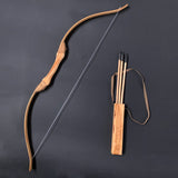 Wooden Bow Set for Kids Beginners with 3 Safe Arrows 1pcs Quiver Youth Traditional Bow Archery Set Children Practice Toy Gift