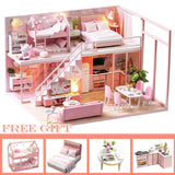 DIY Doll House Wooden Doll Houses Miniature Dollhouse Furniture Kit Toys Casa for Children Christmas Gift  L026
