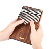 LINGTING K17P 17-key Portable Thumb Piano Kalimba Mbira Sanza Solid Wood Material with Case Stickers Tuning Hammer Pickup