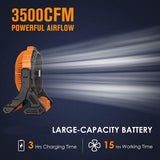 New-Rechargeable Tent Fan with Hook 15000MAh Camping Light Fan with LED Light for Camping Jobsite Garden Outdoor Hiking