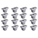Hot XD-16PCS TPE Caster Wheels Duty Fixed Casters With Rigid Non-Swivel Base Ball Bearing Trolley Wheels Top Plate 1 Inch