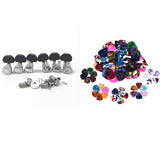 60Pcs Guitar Picks,0.46mm, 0.71mm, 0.96mm with 6Pcs Guitar String Tuning Key Pegs/Machine Head Knobs for Left and Right