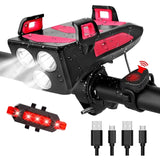 Bicycle Light, USB Rechargeable 4000MAh Headlight, Waterproof Front Light and Speaker with Mobile Power
