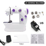 Sewing Machine Mini Portable Household Night Light Foot Pedal Straight Line Hand Table Two Thread Kit Electric