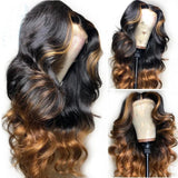 Wig Black Gradient Gold High Temperature Silk Medium Part Long Curly Hair