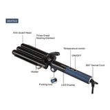 SONOFLY Foldable Hair Curling Iron 25mm Triple Barrel Ceramic Professional Curler LED Temperature Control Styling Tools JF-813