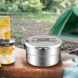 1.5L Stainless Steel Lunch Case with Storage Bag Camping Pot Outdoor Lunch box for Backpacking Hikiing Fishing