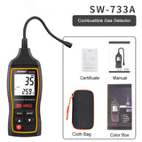 Gaqqee Combustible Gas Detector SW-733A Propane CO Hexane Methane Leak Indicator Port Natural Gas Analyzer 0-100%LEL With Alarm