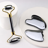 Portable Natural Jade Face Massage Roller Beauty Eye Neck Reduces Eye Puffiness Anti Aging Gua Sha Scraping Board