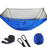 Outdoor Large Camping Hammock with Mosquito Net 2 Person Pop-up Parachute Lightweight Hanging Hammocks Tree Straps Swing Hammock