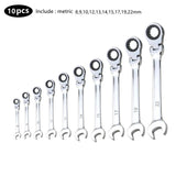 Flex Head Ratcheting Wrench Set,Combination Ended Spanner kits, Chrome Vanadium Steel Hand Tools Socket Key Ratchet Wrench set