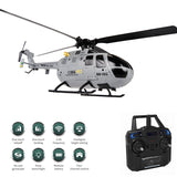 C186 Pro RC Helicopter for Adults 2.4G 4 Channel BO105 Scale with Automatic Stabilization System Hobby Toys