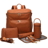 New Design Diaper Backpack Vegan Leather Baby Bags for Mom Dad Waterproof Changing Bag with Changing Pad Nappy Nursing Bags