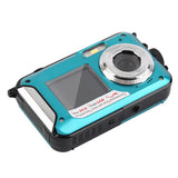 Digital Camera 2.7 Inch 1.8 Inch Double Screen Support Waterproof Camera Max 24MP 16 x Digital Zoom Black Blue Camcorder