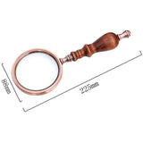 10X Magnifying Glass Retro Handheld Magnifier Wooden Handle Optical Glass Magnifying Glass for Reading Coins Repair Work #35