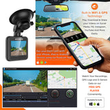 4K Dual Lens Dash Cam WiFi GPS HD 1080P Auto Digital Video Recorder Dashcam Camera Night Vision G-Sensor Car DVR