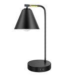 Industrial Nightstand Table Lamp with E26 Bulb Dual USB Port,Contact Control Bedside Night Lights for Bedroom,US Plug