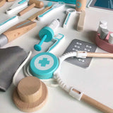17pcs Kids Doctor Playset Pretend Play Wood Toy Doctor Kit Medical Bag Hand Eye Coordination Toy For Kids