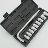 Impact Socket Set Chrome Vanadium Steel 1/2-inch Drive 8‑24mm Sockets with Storage Box &amp; L‑Shape Wrench Wrench for Auto