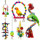 Parrot Combination Toys Bird Chewable Bite Climbing Rope Swing Cotton Rope Bite String 6Pcs Set Toys For Parrots Game In Cage