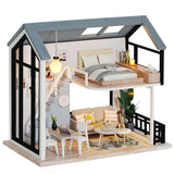 CUTEBEE DIY Dollhouse Kit Wooden Doll Houses Miniature Dollhouse Furniture Kit with LED Toys for children Christmas Gift QL02