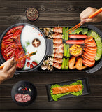 Electric Heating BBQ Household Grill Disconnected Two flavor Hot Pot Smokeless Barbecue Machine Electric Oven Cabob Machine