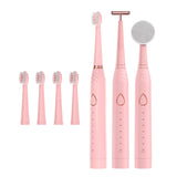 3 In 1 Electric Toothbrush Teeth Whitening IPX Waterproof Facial Cleansing Brush Blackhead Remover USB Face Lifting Beauty Bar