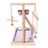 Wooden Bird Perch Stand Parrot Platform Playground Bird Playground Stand Gym Playstand Ladder Interactive Toys With Feeder Cups