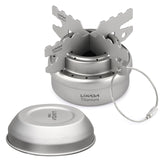 Lixada Portable Mini Titanium Alcohol Stove with Lid Cross Stove Stand Rack Outdoor Camping Hiking Cooking Alcohol Stove