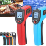 Meter Non-contact Pyrometer Digital Infrared Thermometer Laser Temperature Imager Hygrometer IR Termometro Color LCD Light Alarm