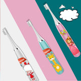 Dropshiping W9 Kids Electric Toothbrush Cartoon Pattern Double-sided Waterproof Tooth Brush Oral Cleaning for Kids Free shipping