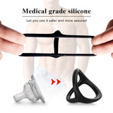 Silicone Unique 3 In 1 Premium Stretchy Cock Delay Ring Longer Harder Stronger Erection Enhancer Health for Male and Couple Play