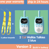 Wireless 2Pcs Kids Walkie Talkie with Lanyards Outdoor 3KM Interactive Toy Transceiver Flashlight Interphone Gifs for Boys Girls