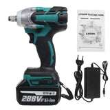 288V 1/2'' 800NM Cordless Electric Impact Wrench Gun Driver Li-ion 1/2 Battery AC 110-240V One Battery and One Charge Power Tool