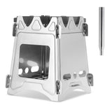 Camping Wood Stove with Bellow Stainless Steel Wood Burning Stove Backpacking Stove for Outdoor Survival Cooking Picnic Hunting