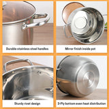 8 QT Soup Pot, Stainless Steel Stockpot with Lid, Saucepot Pasta Cooking Pot with Double Handles, Dishwasher Safe