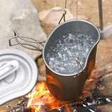 Lixada Outdoor Camping Titanium Canteen Set 380ml 750ml Hanging Pot Outdoor Cutlery Camping Canteen Home Picnic Backpacking
