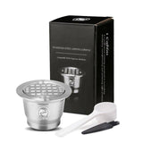 Refillable Square-hole Coffee Capsule Pod Filter Dripper Tamper Stainless steel Compatible with Nespresso Coffee Machine