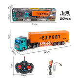 1:48 35CM RC Car 27MHZ Radio Remote Control Car With Light Semi-trailer Cargo Truck Simulation Truck Model Rechargeable Battery