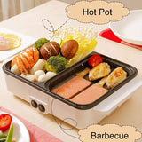 2 In1 Electric Hot Pot Cooker Multifunctional Smokeless Barbecue Electric BBQ Grill Non Stick Plate Barbecue Pan Hot Pot 220V
