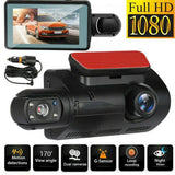 Car Dash Cam DVR Video Recorder Front And Rear Dual Lens Camera Wide Angel Car Parking Reversing Driving Night Vision DashCam