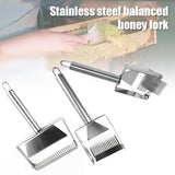 Stainless Steel Double/Single-Tooth Cutting Honey Fork Scraping Honey Spatula Scraper Beehive Nest Beekeeping Tool,3 Pcs