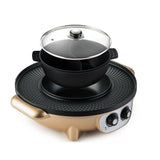 Electric Pot Barbecue Machine Separable 2200W Non-Stick Cooking Hot Pot Machine Multifunction Frying Cooker Easy Cleaning 220V