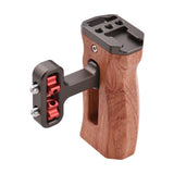 Universal Camera Cage Left/Right Side Handle Wooden Hand Grip with 1/4 Screw Hole Cold Shoe Mount for Camera Cage