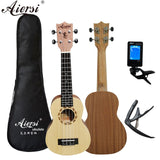 Full Pack Aiersi 21 Inch Soprano Spruce Mahogany ukulele With Dolphin Pineapple Design Ukelele Guitar With Bag Tuner Capo